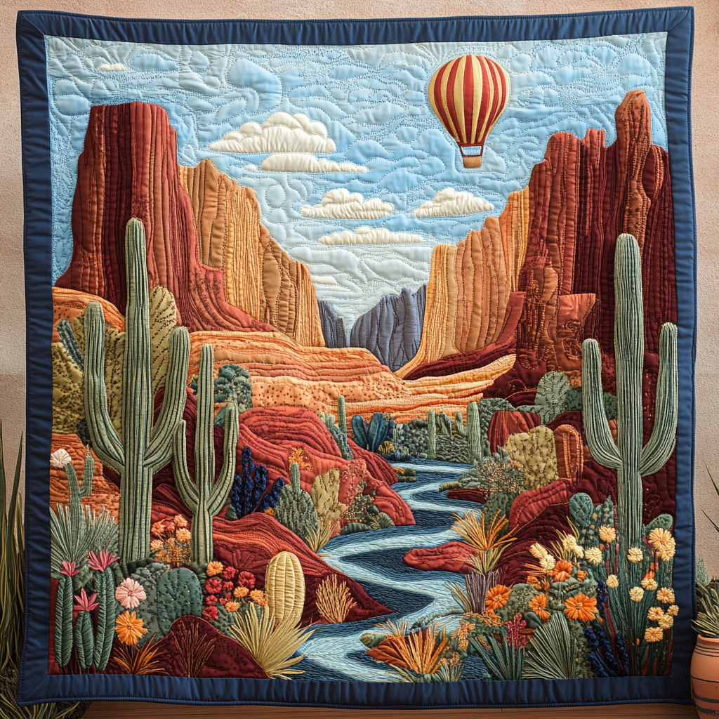 Sky Canvas Quilted Blanket Christmas Bedroom Decor Sky Air Balloon Gifts For Him