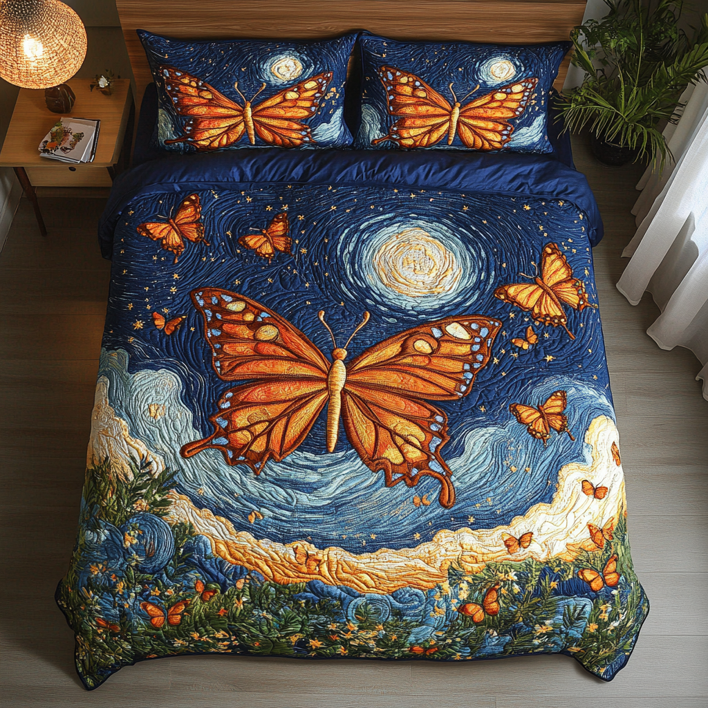 Sky Dance Quilted Bedding Set Best Bed Sheet Set Awesome Butterfly Gifts