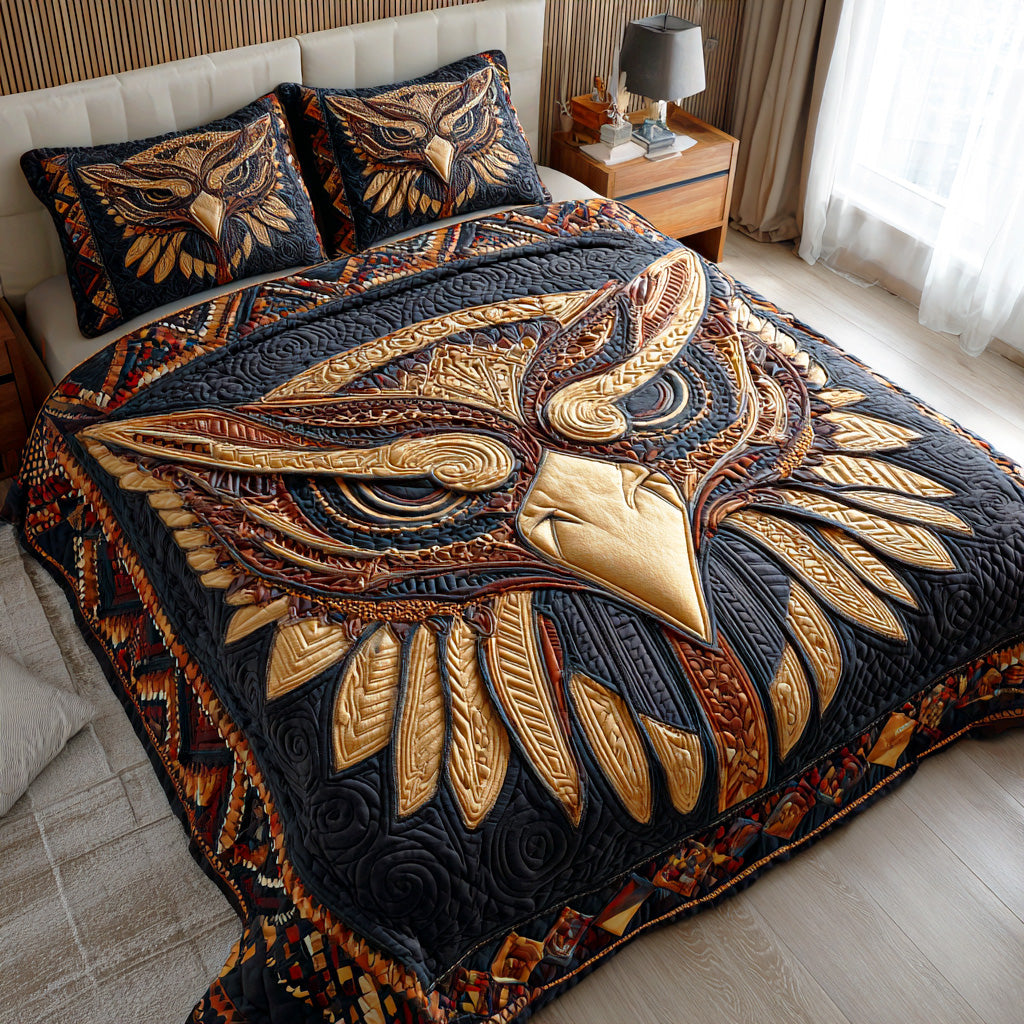 Sky Eagle Vision Quilted Bedding Set Cute Room Decor Awesome Native American Gifts