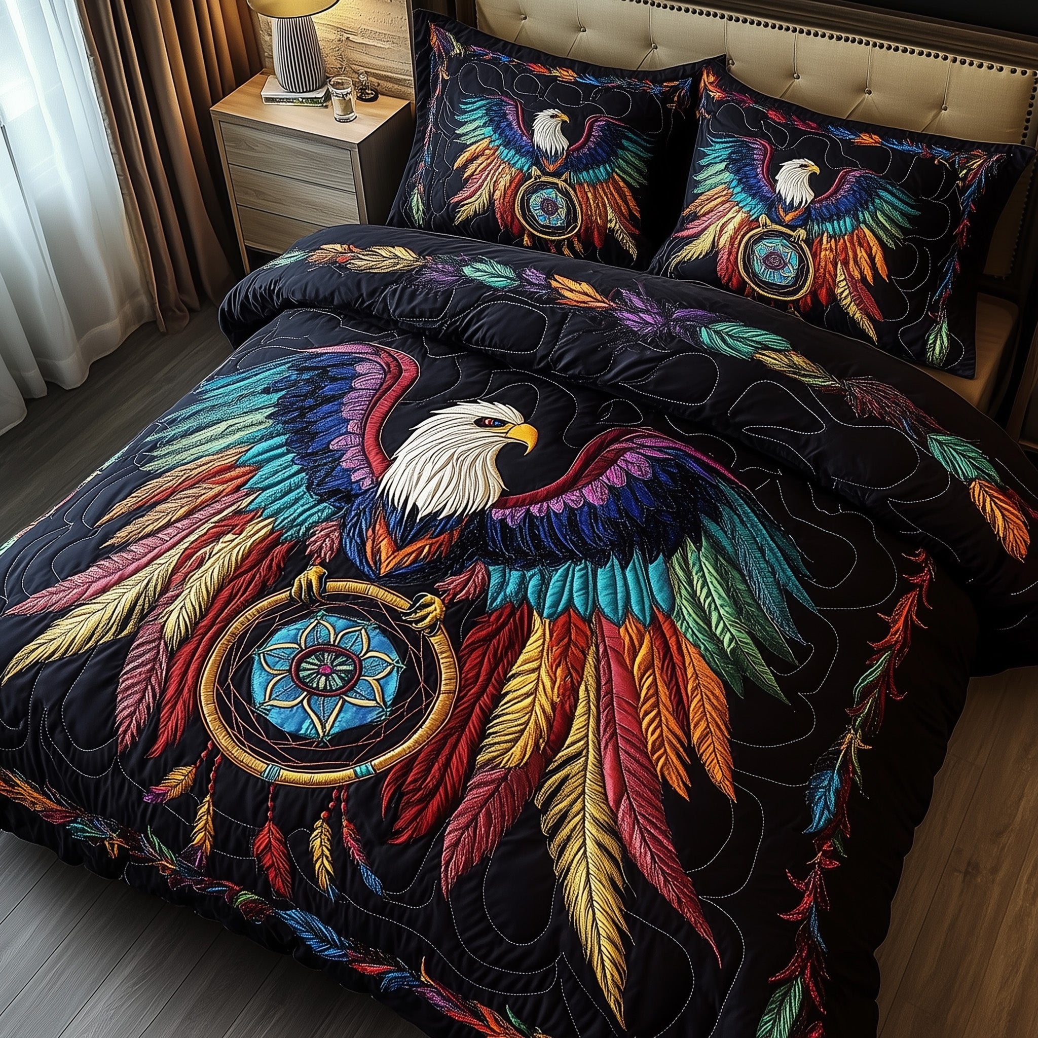 Sky Guardian Quilted Bedding Set Duvet Cover Merchandise Eagle Native American Christmas Gift Ideas