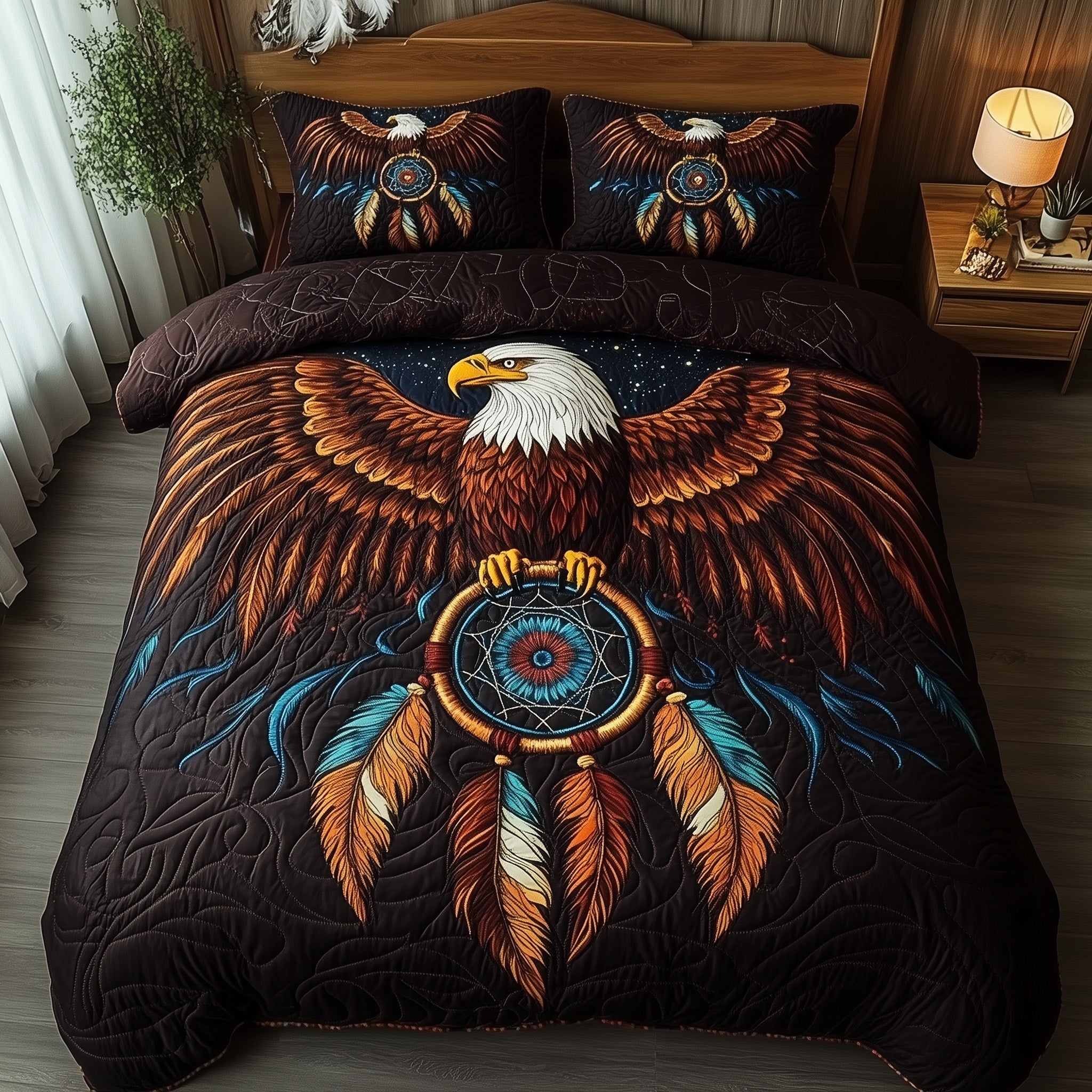 Sky Guardian Quilted Bedding Set Duvet Cover Merchandise Eagle Native American Christmas Gifts