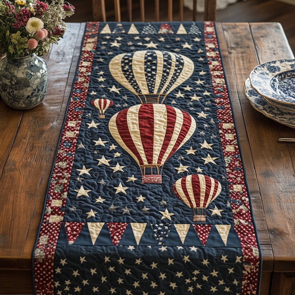 Sky High Freedom Quilted Table Runner Dining Table Decor Patriotic Gifts For Her