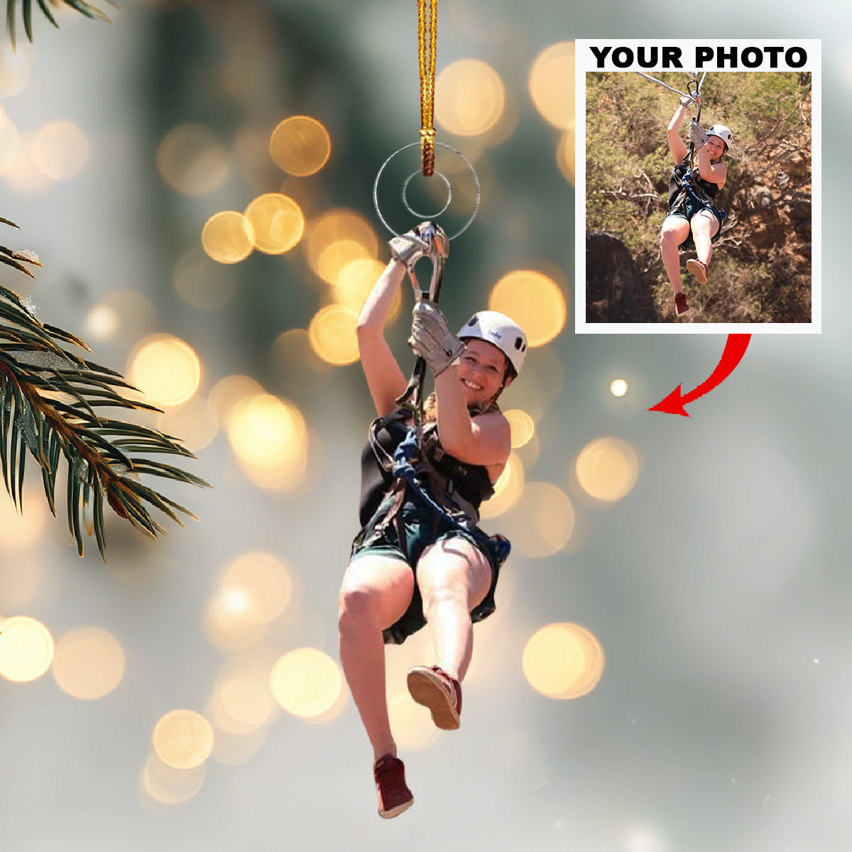 Sky High Moment Personalized Photo Mica Ornament Christmas Gift For Family Members
