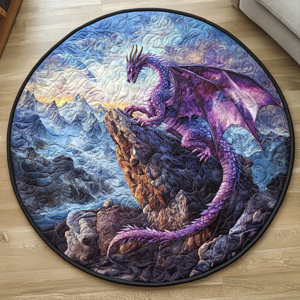 Sky Roar Quilted Round Mat Christmas Entryway Decor Gift For Someone Who Loves Dragonflies