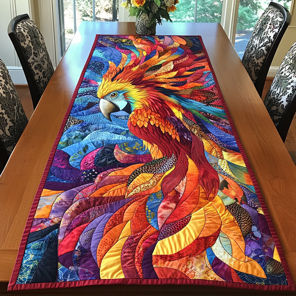 Sky Serenade Quilted Table Runner Dinner Table Decor Parrot Presents