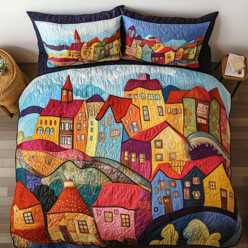 Skyline Vibes Quilted Bedding Set Bedroom Decorations Best Christmas Gifts 2025