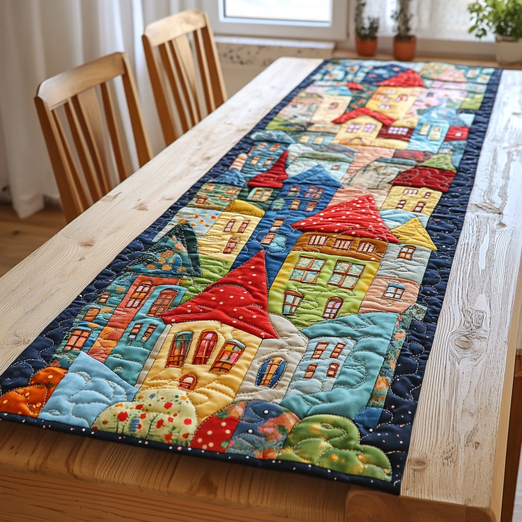 Skyline View Quilted Table Runner Dinner Table Decor Ideas Family Present Ideas