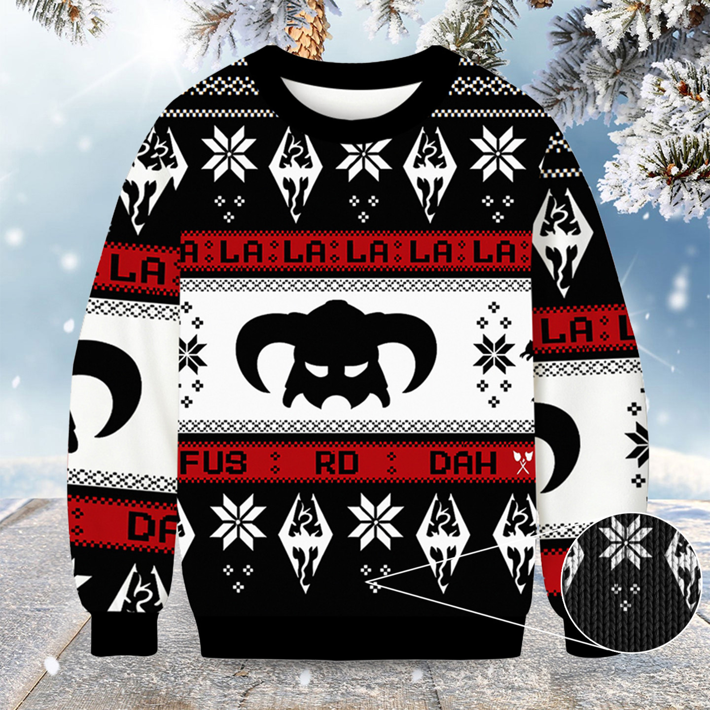 Skyrim Fusrodah Christmas Ugly Sweater Winter Clothing Gamer Christmas Gift Ideas
