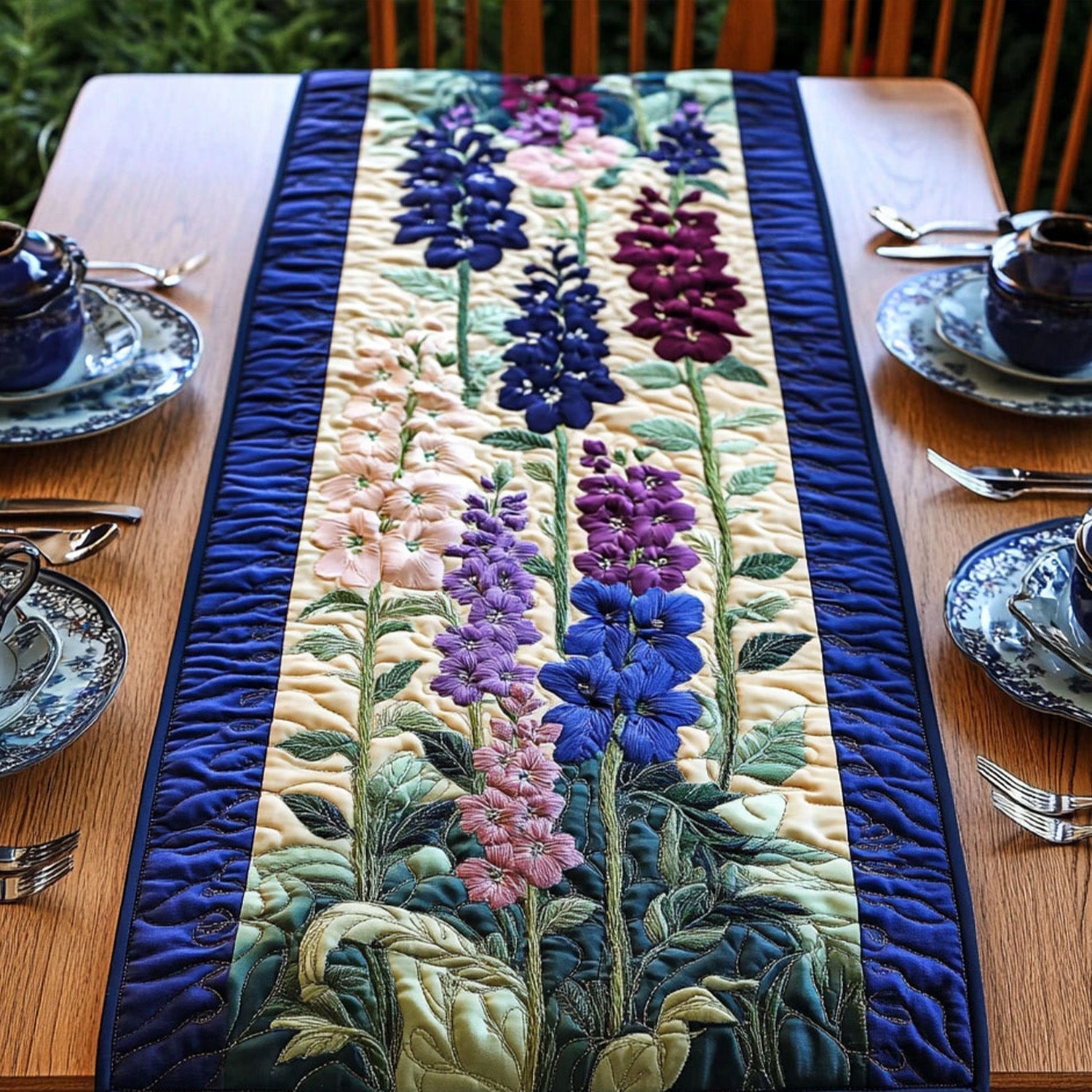 Skyward Blooms Quilted Table Runner Elegant Holiday Decor Presents For Flower Lovers