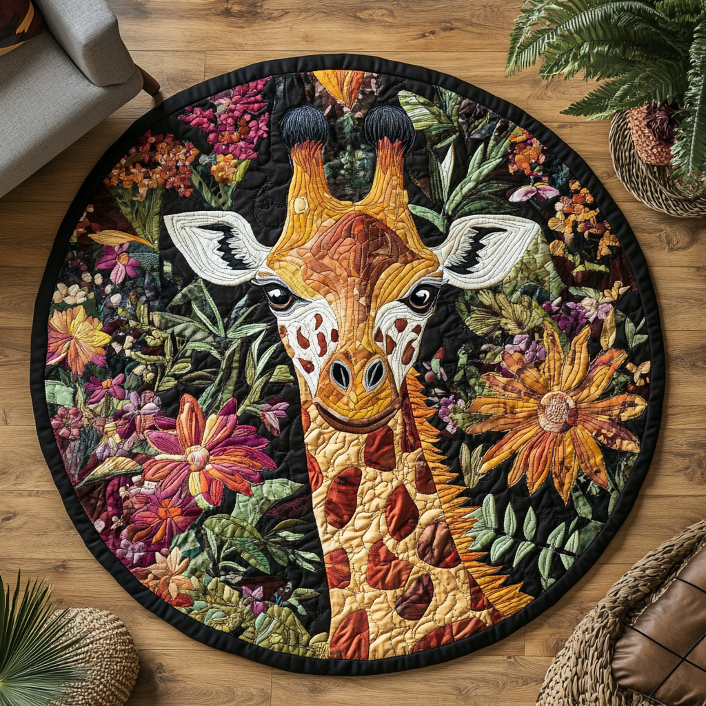 Skyward Reach Quilted Round Mat Front Door Decor Best Giraffe Gifts