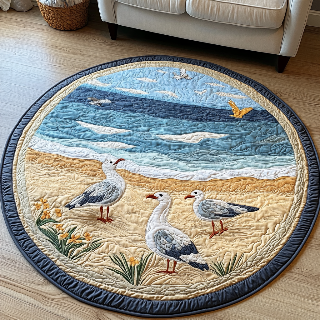 Skyward Soar Quilted Round Mat Front Door Entryway Ideas Sea Ocean Themed Gifts