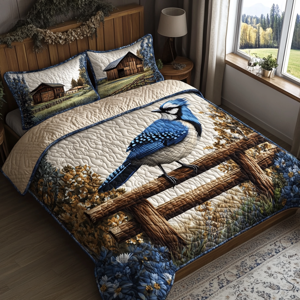 Skyward Song Quilted Bedding Set Cute Bedroom Decor Best Gifts For Bird Lovers