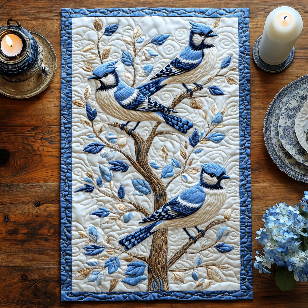 Skyward Song Quilted Table Runner Dinner Table Decor Best Gifts For Birders