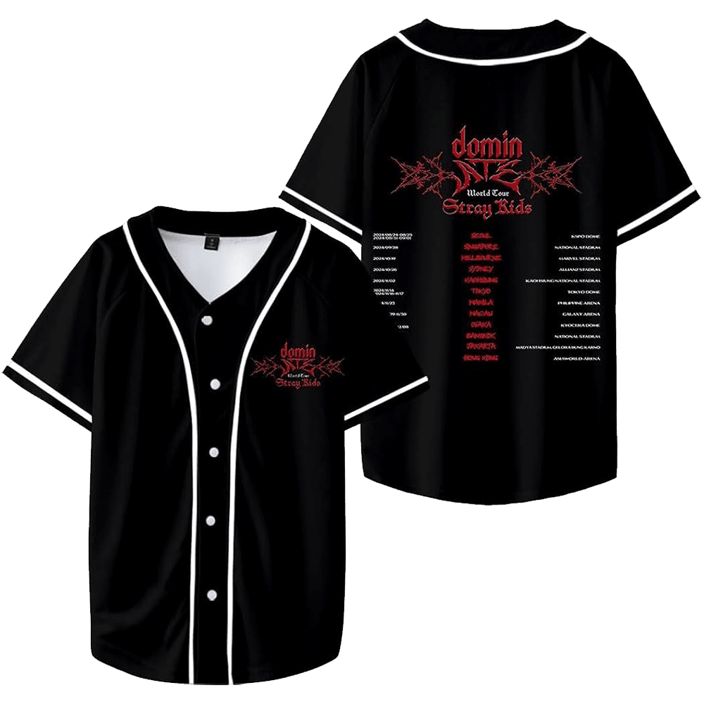 SKZ Merch Stray Kids Baseball Jacket Dominate World Tour Merch Music Lovers Gifts For Fans SKZ Merch Stray Kids Baseball Jacket Dominate World Tour Merch Music Lovers Gifts For Fans
