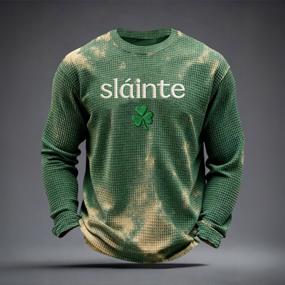 Slainte Shamrock Art Long Sleeve Shirt Saint Patrick's Day Clothing Line Cool Gift For Him