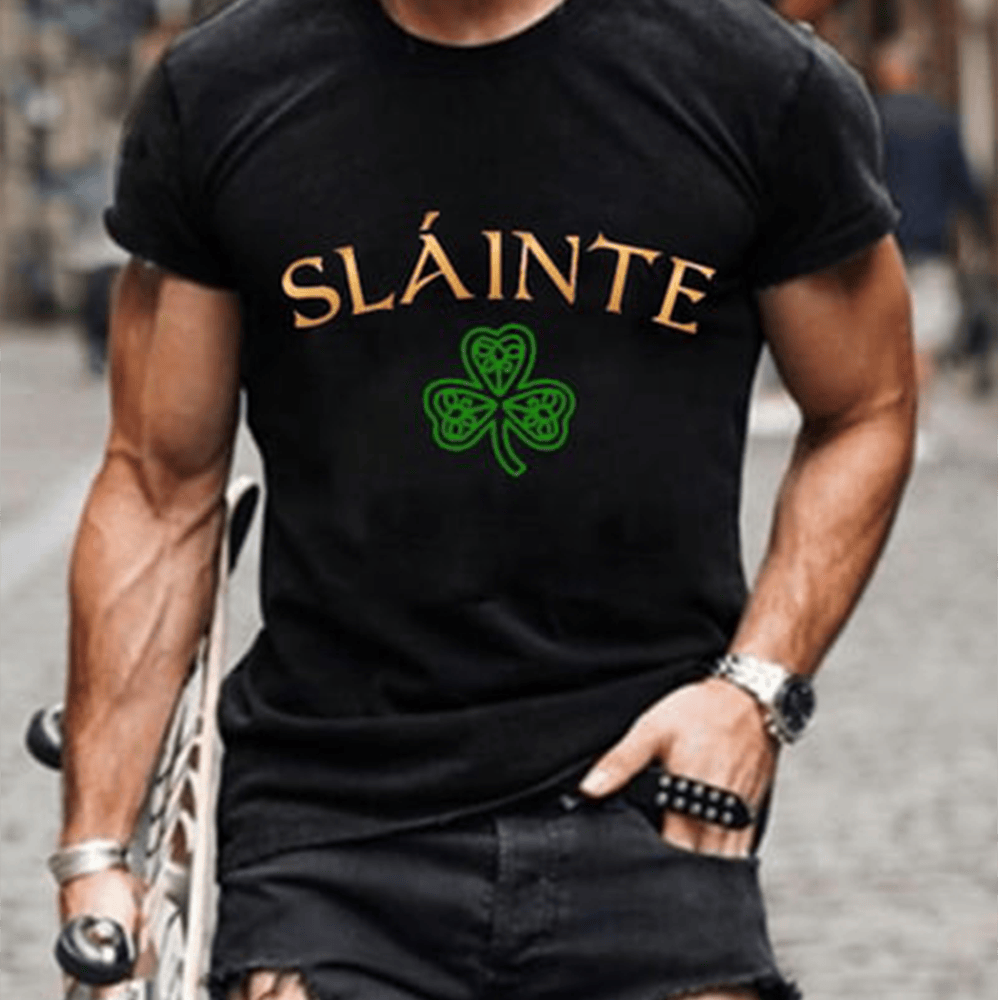 Slainte Shamrock Art T-Shirt St Paddy's Day Shirts Great Gifts For Husband