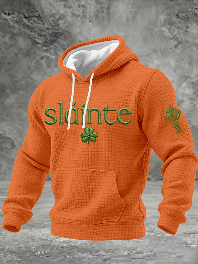 Slainte Shamrock Celtic Cross Hoodie St Patricks Clothes St Patrick's Day Present Ideas