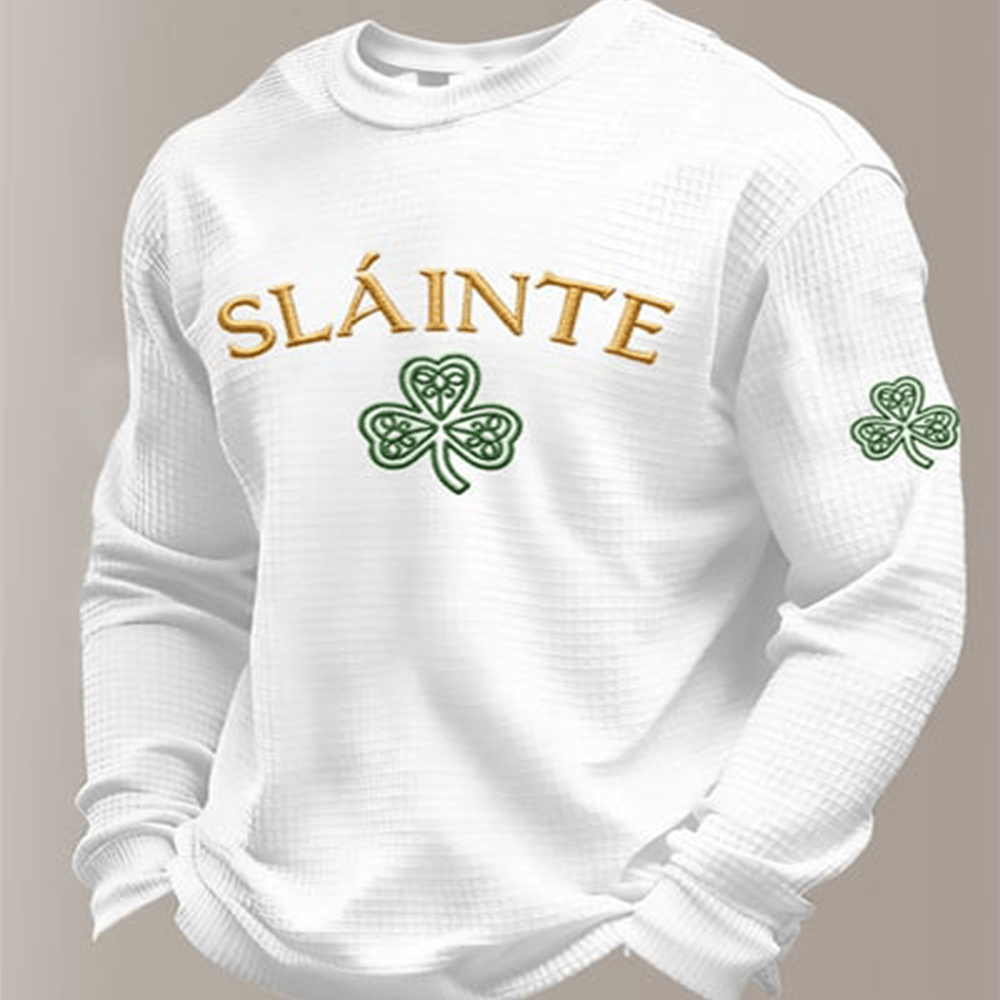 Slainte Shamrock Long Sleeve Shirt Shamrock Design St Patrick's Day Outfit Gift Ideas