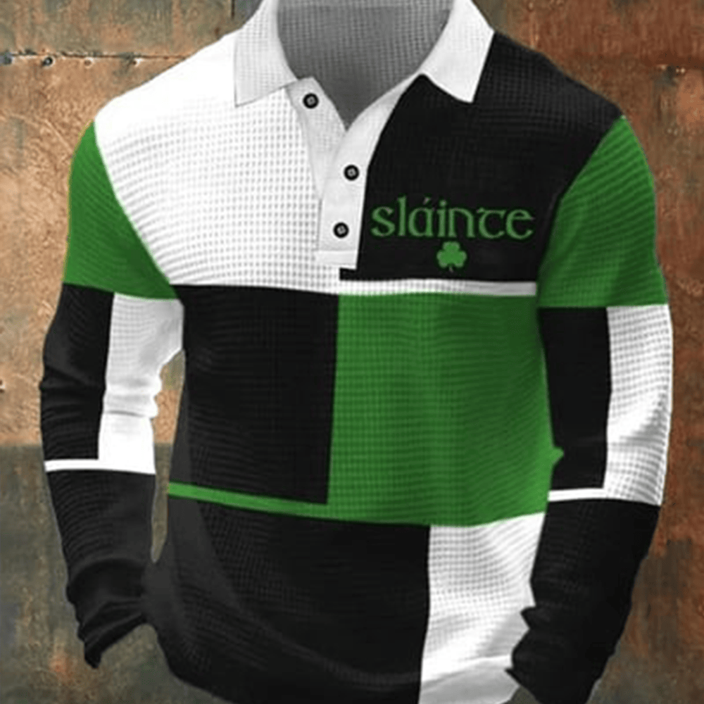 Slainte St Paddys Day Polo Long Sleeve Shirt St Patrick's Day Apparel Holiday Gift Ideas