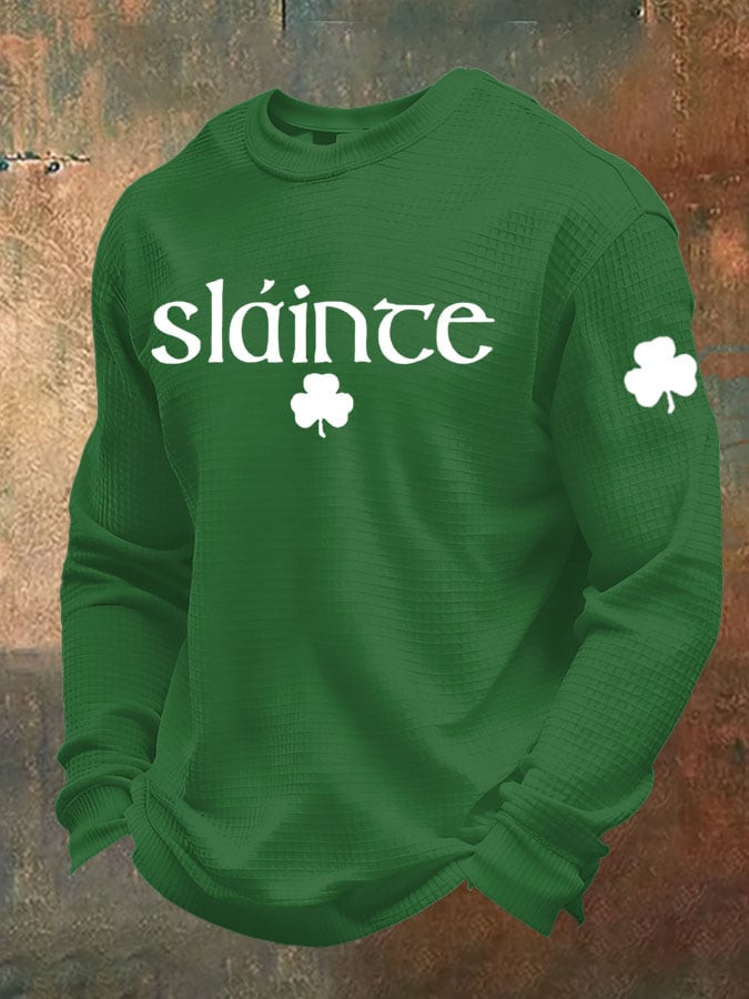 Slainte St Patricks Day Long Sleeve Shirt Shamrock Art Design St Patrick's Day Merch Presents