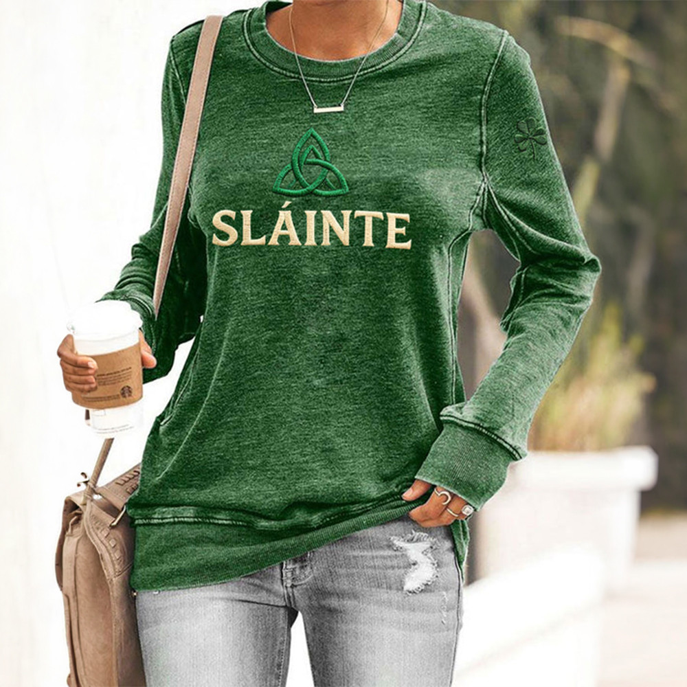 Slainte Tribity Knot Sweatshirt Saint Patricks Day Clothing Line Gift Idea For Women
