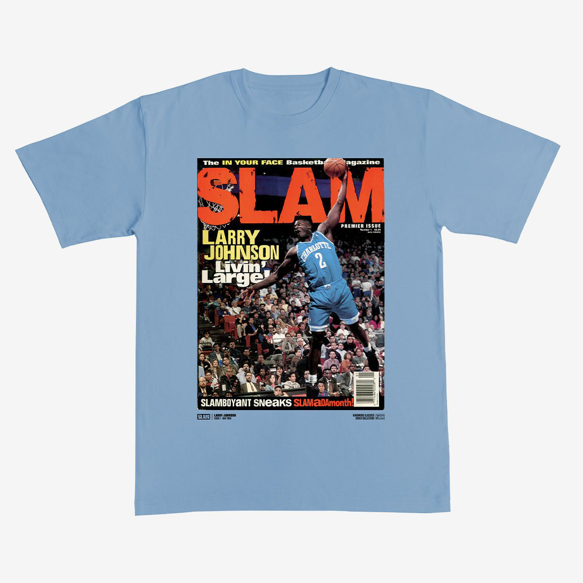 SLAM Cover Larry Johnson Basketball T-Shirt Charlotte Hornets Merch Basketball Lover Gifts