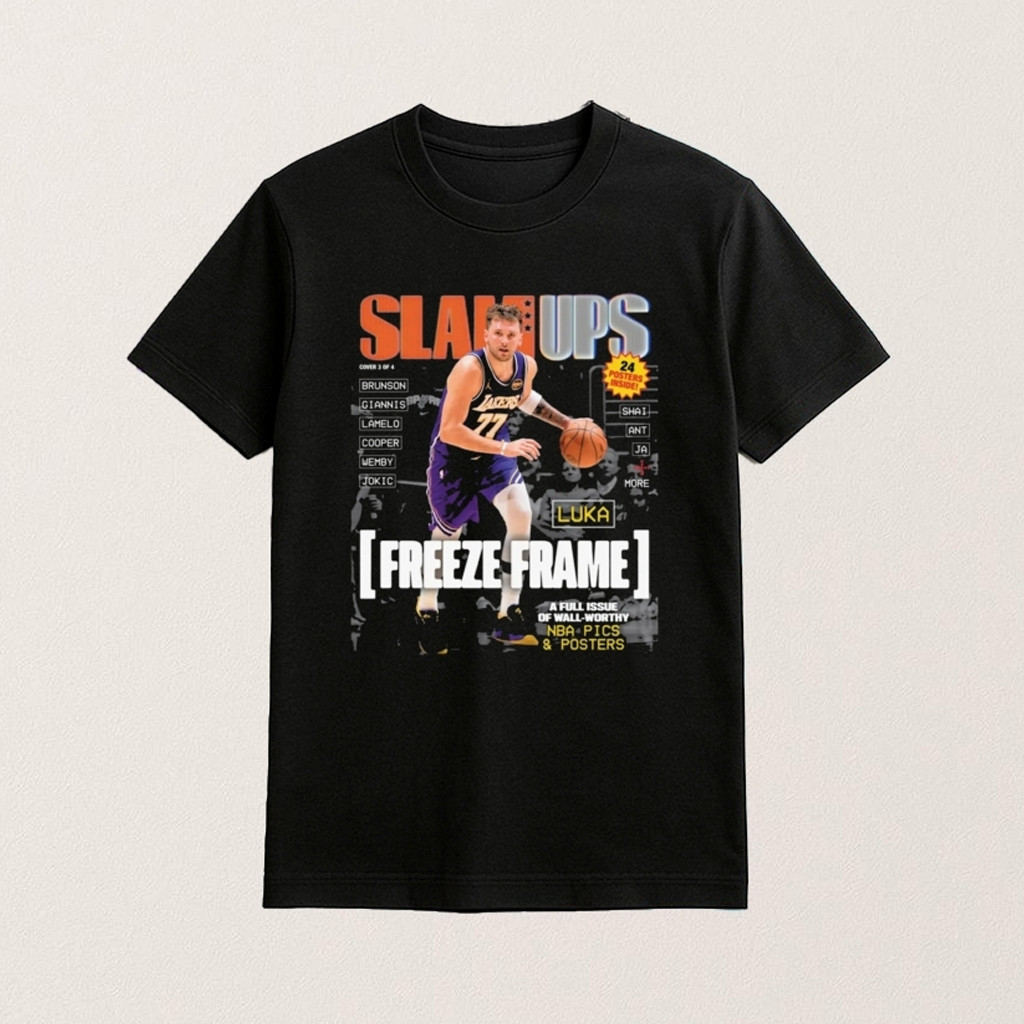 SLAMUPs Merch Luka Doncic Freeze Frame Magazine T-Shirt Best Gifts For Basketball Lovers