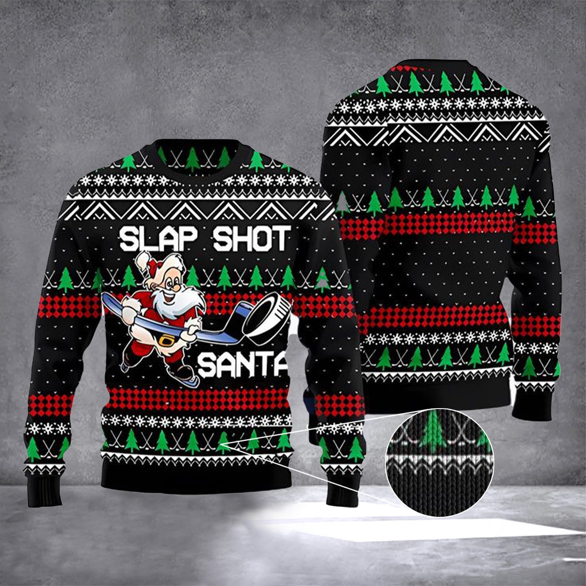 Slap Shot Santa Hockey Ugly Christmas Sweater Funny Ugly Sweater Gifts Hockey Lovers Slap Shot Santa Hockey Ugly Christmas Sweater Funny Ugly Sweater Gifts Hockey Lovers