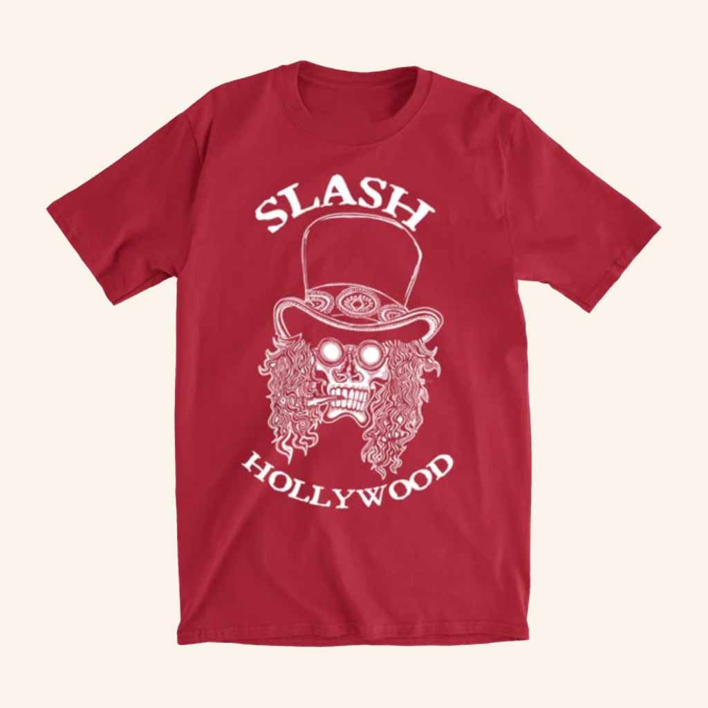 Slash Merch Hollywood Skull Red T-Shirt Halloween Gift Ideas For Friend Slash Merch Hollywood Skull Red T-Shirt Halloween Gift Ideas For Friend