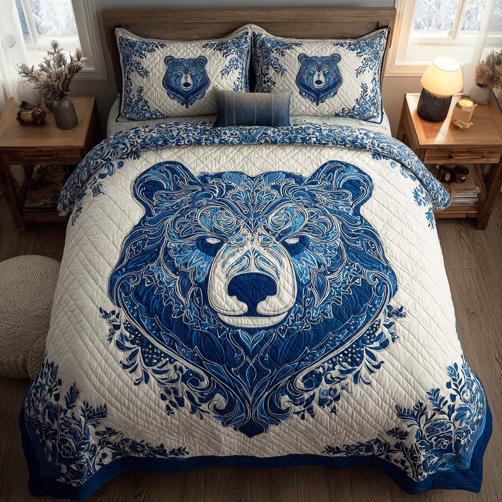 Slate Roar Quilted Bedding Set Duvet Cover Bed Sheet Set Best Bear Gift Ideas