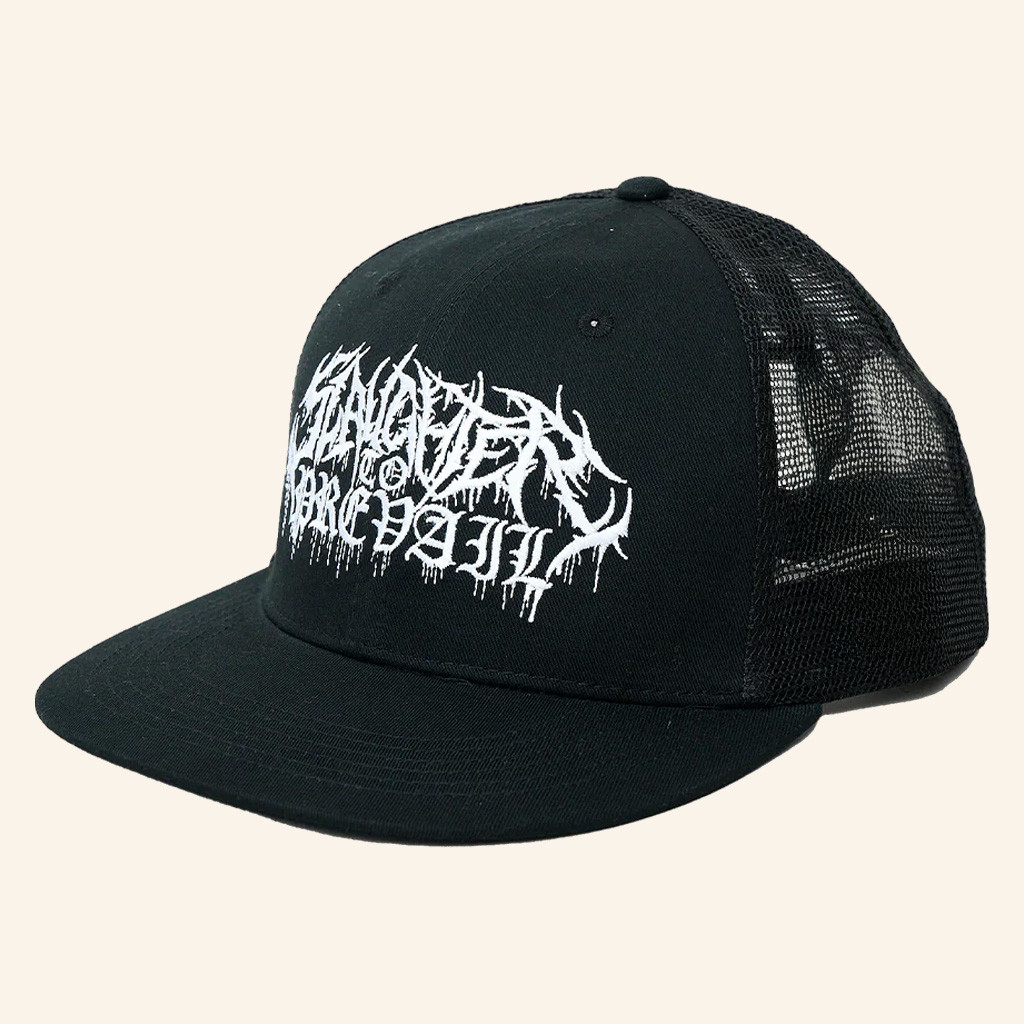 Slaughter To Prevail Merch Slaughter To Prevail Mask Logo Embroidered Trucker Snapback Hat