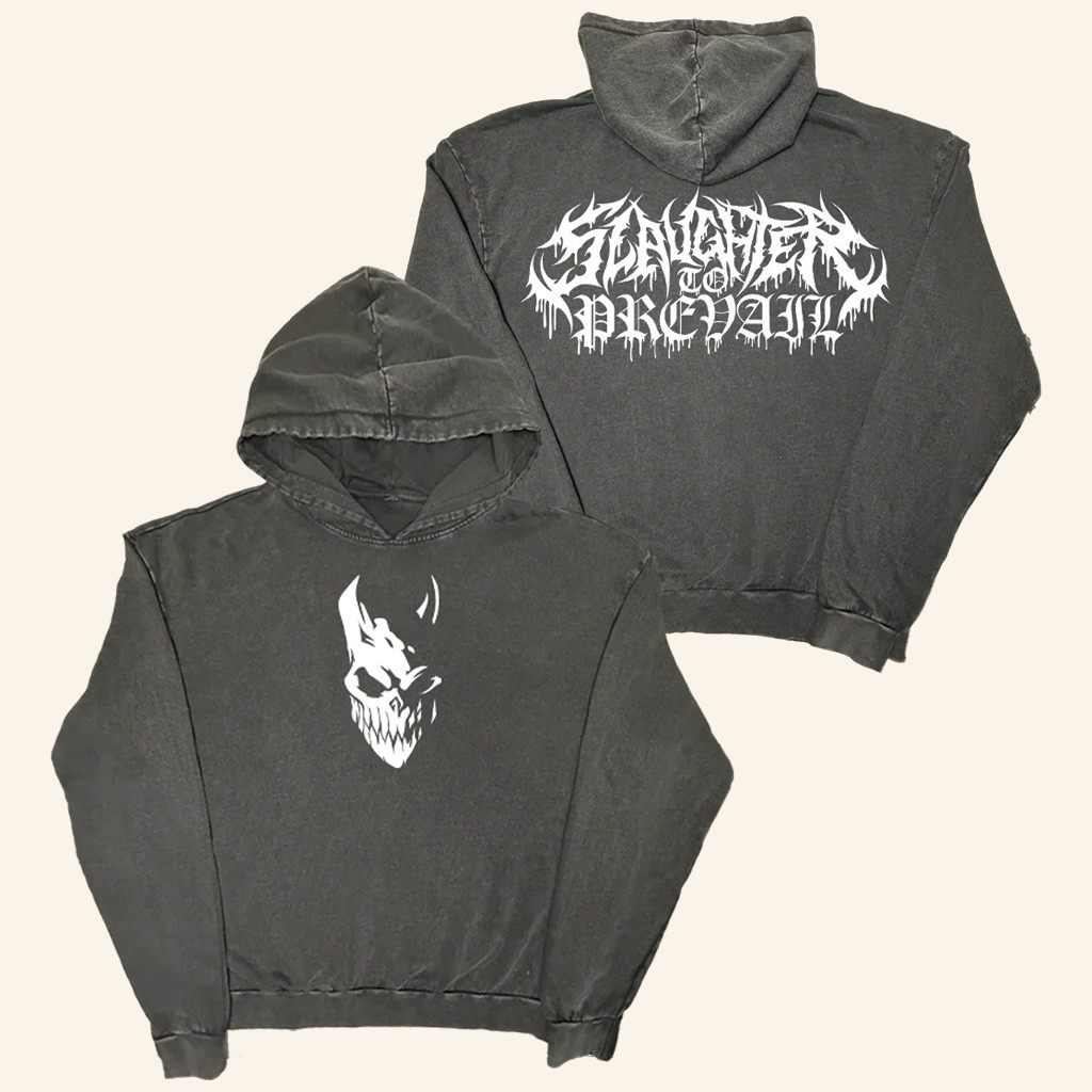 Slaughter To Prevail Merch Slaughter To Prevail Mask Logo Wash Hoodie Gifts For Music Lovers