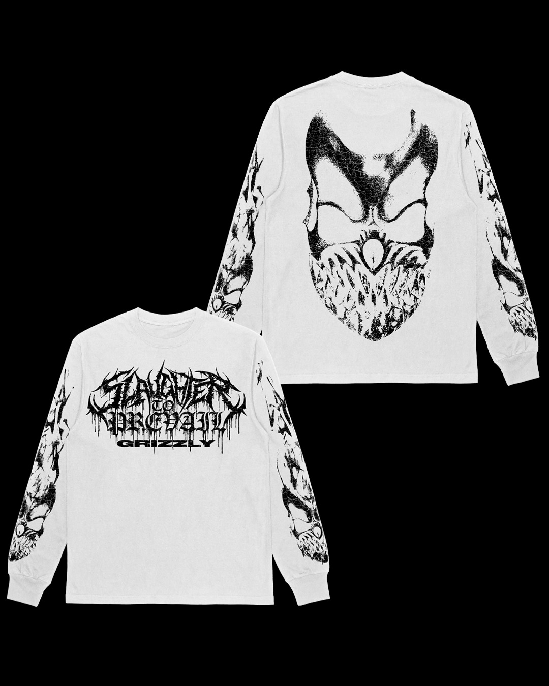 Slaughter to Prevail White Flame Grizzly Long Sleeve Gifts For Music Fans
