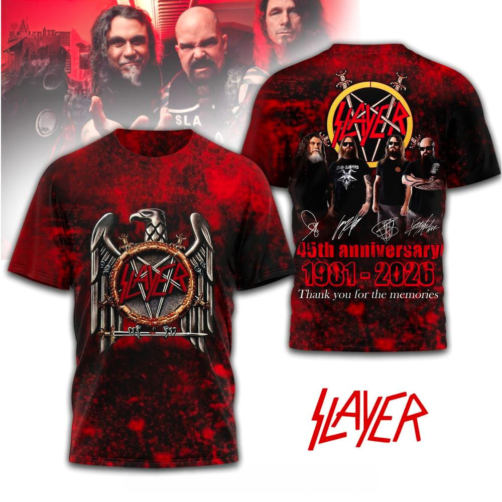 Slayer 45th Anniversary 1981 2026 Thank You For The Memories T-Shirt Slayer Merch Fans Gifts