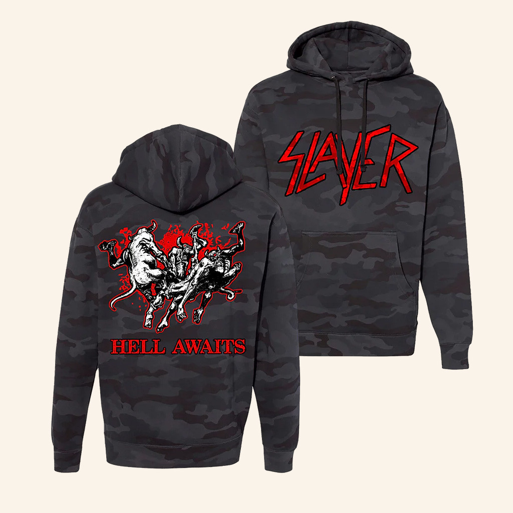 Slayer Merch Hell Awaits Camouflage Hoodie Christmas Gift Ideas For Dad Slayer Merch Hell Awaits Camouflage Hoodie Christmas Gift Ideas For Dad