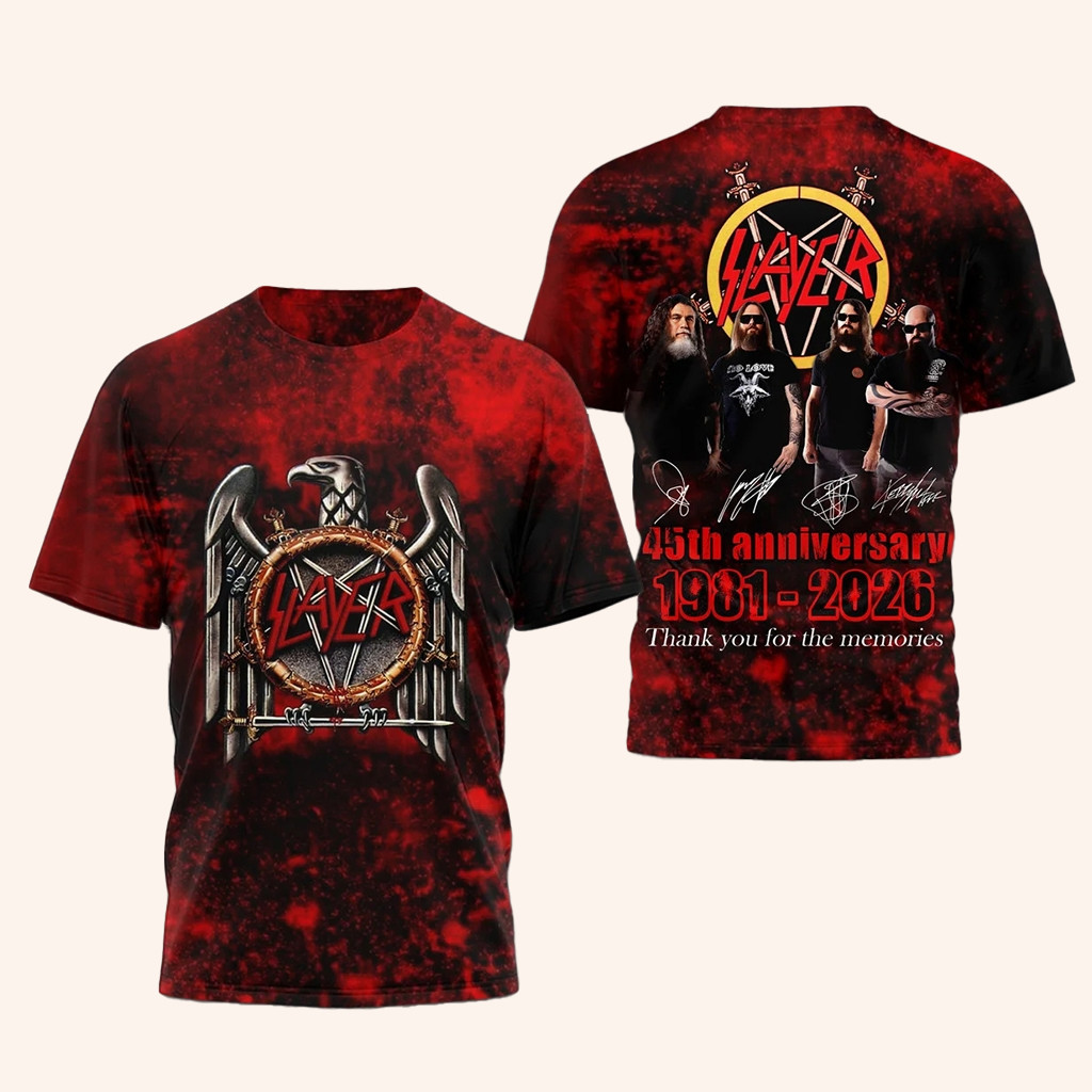Slayer Merch Slayer 45Th Anniversary 1981 2026 T-Shirt Best Gifts For Band Lovers