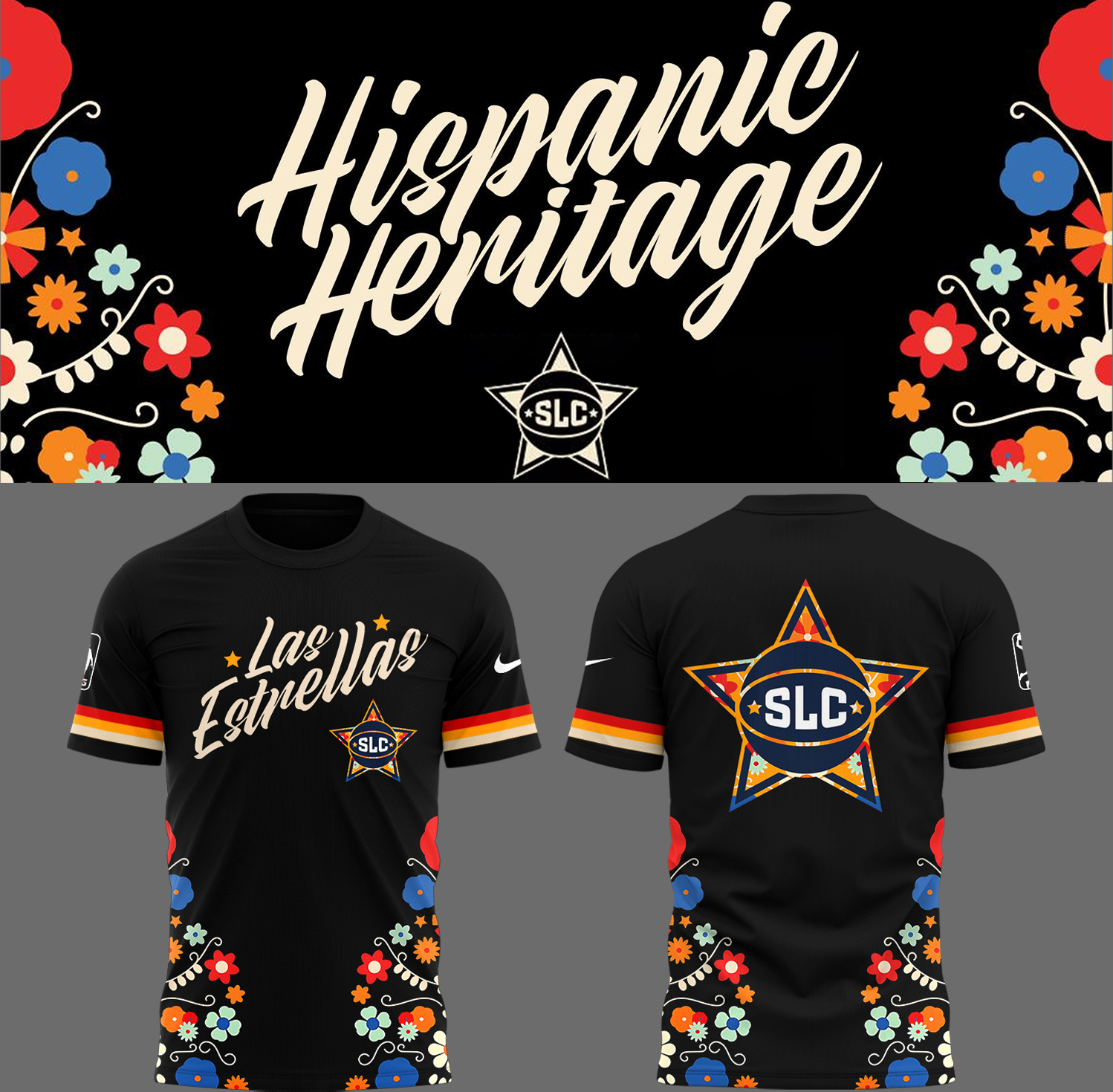 SLC Stars Basketball Hispanic Heritage Night 2025 Black T-Shirt Top Gifts For Basketball Players