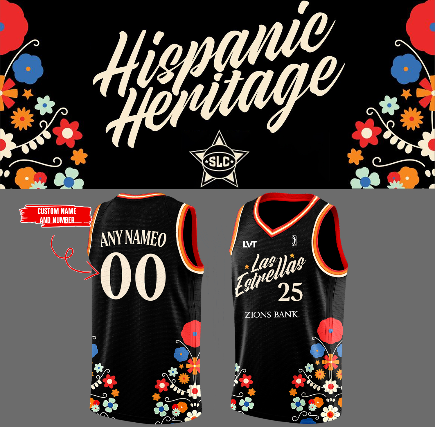 SLC Stars Basketball Hispanic Heritage Night 2025 Custom Jersey Great Gifts For Basketball Players