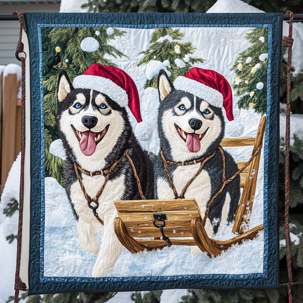 Sledding Smiles Quilted Blanket Presents For Dog Lovers