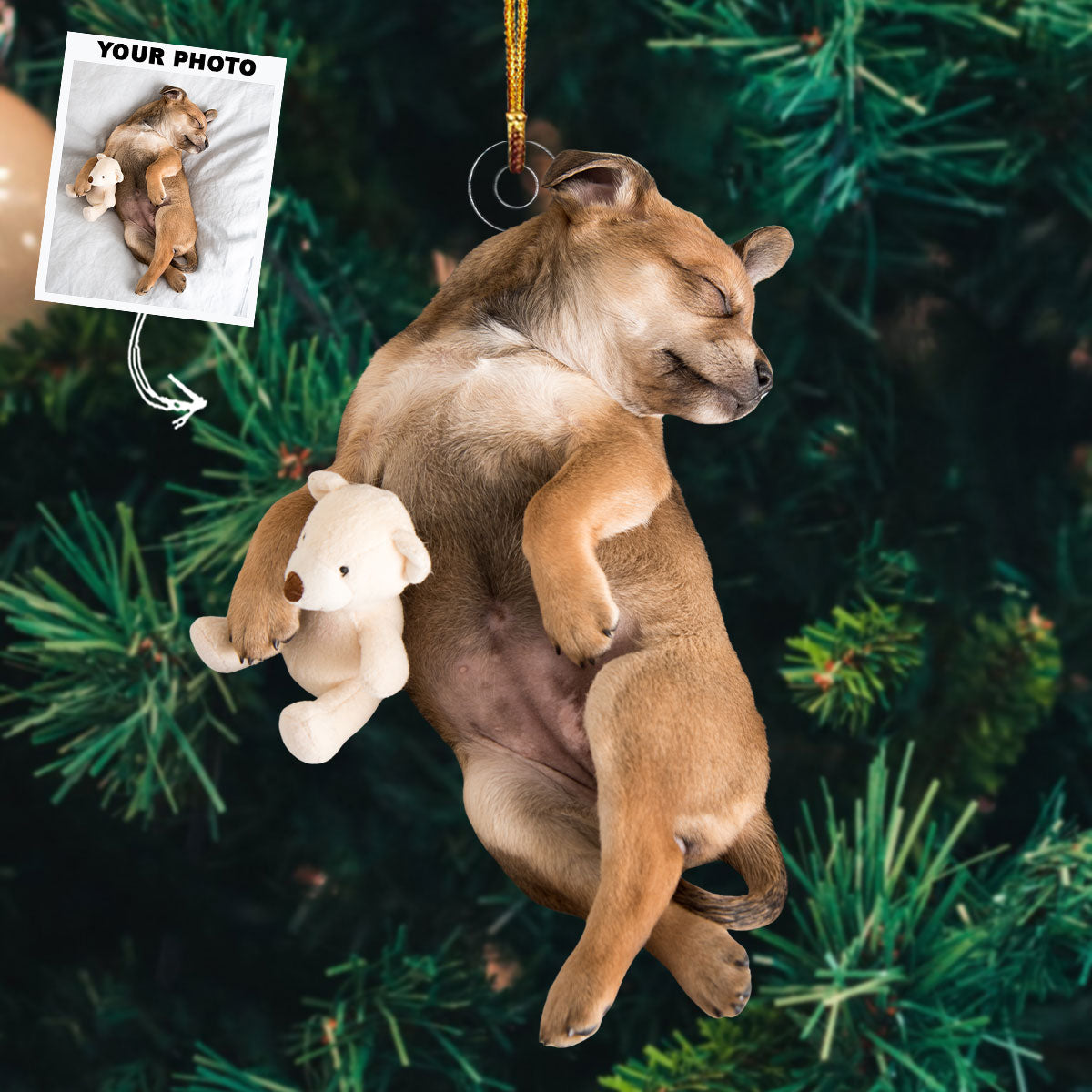 Sleep Kiss Puppy Personalized Photo Mica Ornament Christmas Gift For Dog Lovers Dog Owner