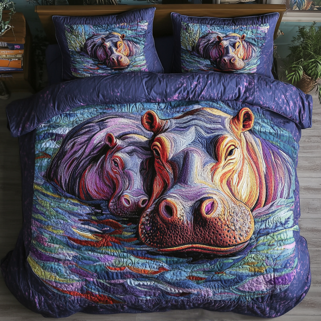 Sleep Safari Quilted Bedding Set Best Comforter Sets Hippopotamus Gift Ideas