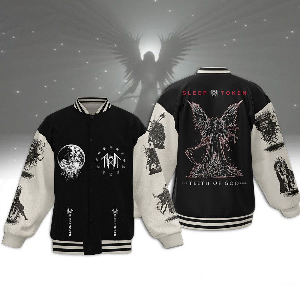 Sleep Token The Teeth Of God Baseball Jacket Reaper Angel Sleep Token Tour Merch