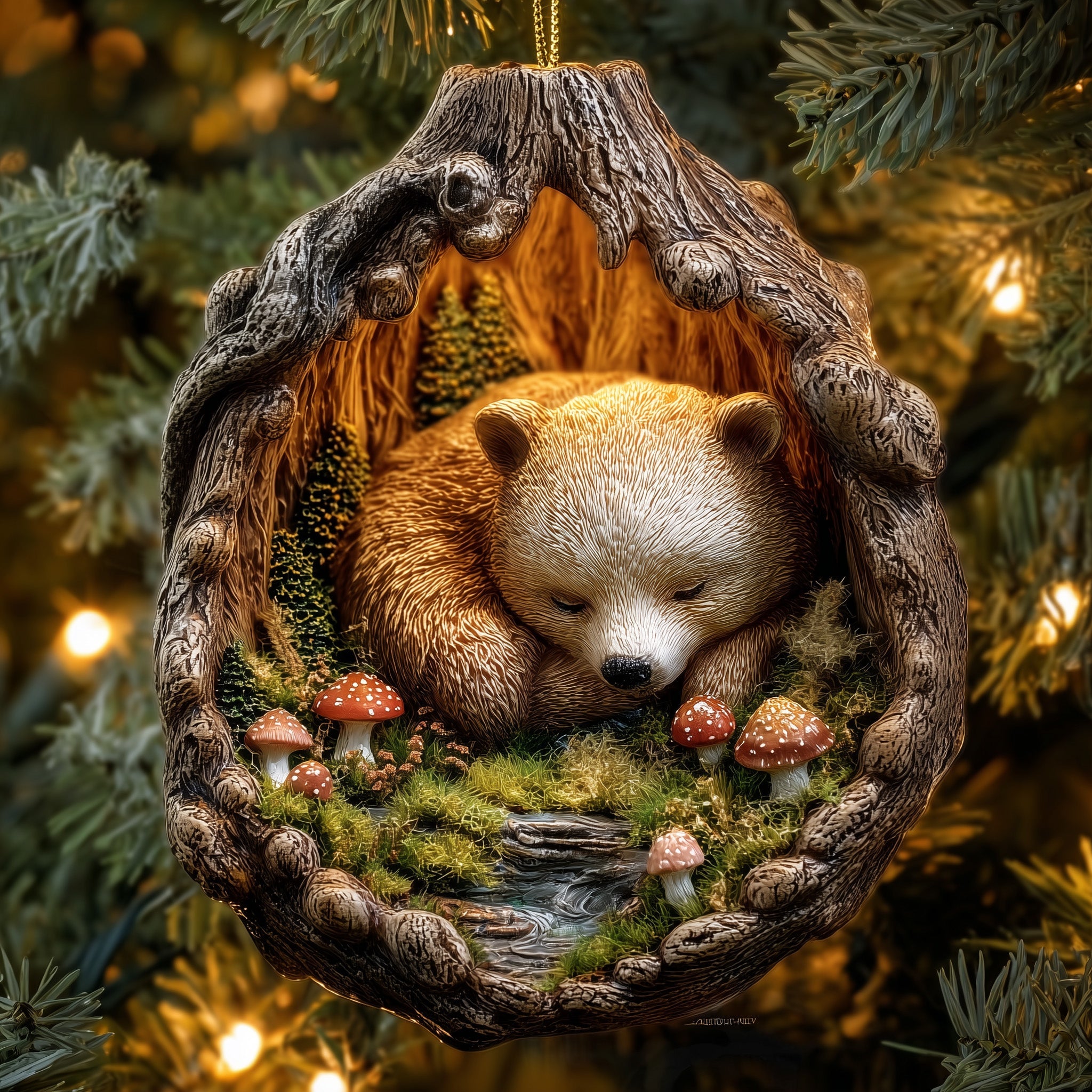 Sleeping Bear Acrylic Ornament Christmas Ornament Decoration