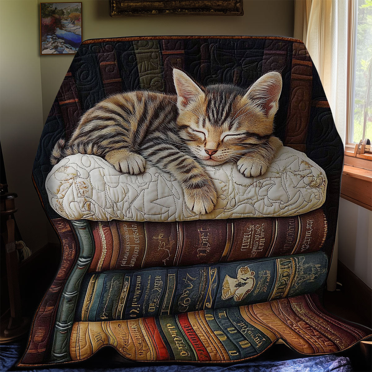 Sleeping Book Cat Quilt Blanket Queen Size Blanket Christmas Gifts For Brothers Girlfriend