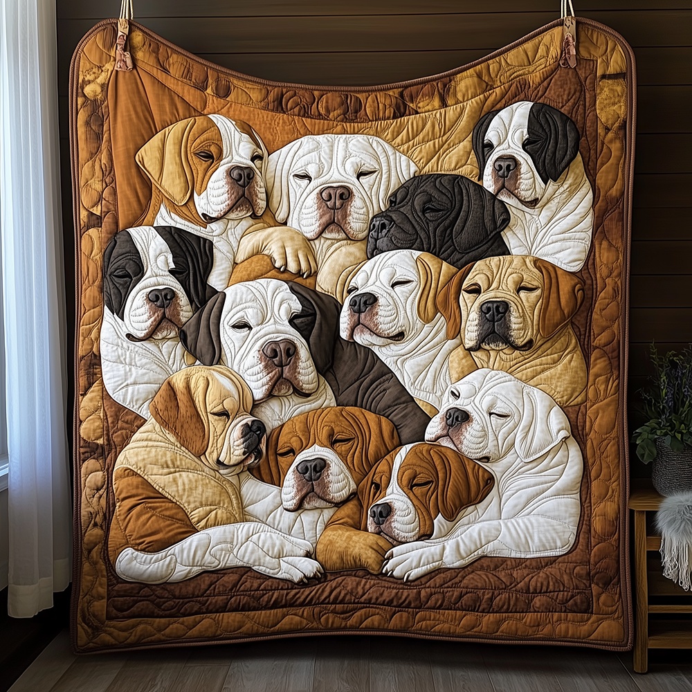 Sleeping Boxer Dog Quilted Blanket Cute Puppy Graphic Art Cozy Throw Best Gift For Boxer Dog Owners