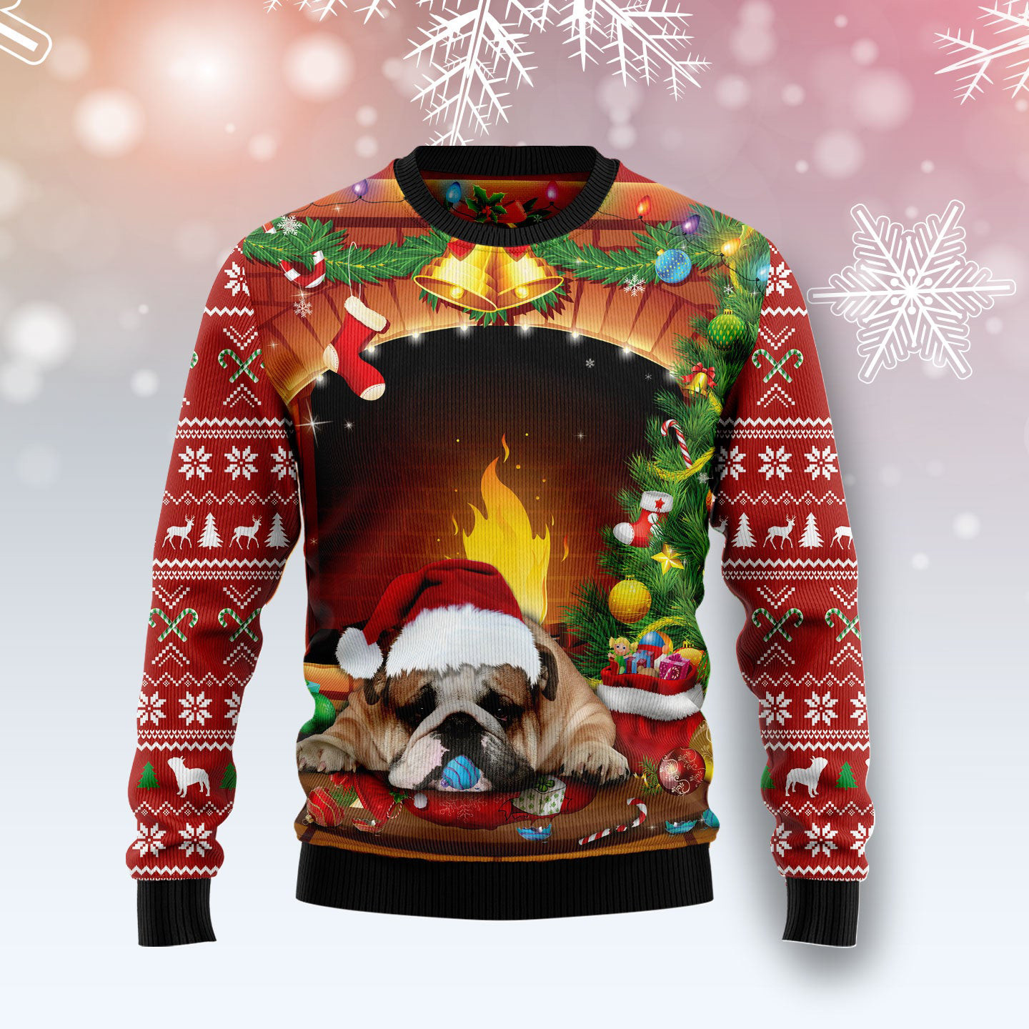 Sleeping Bulldog Christmas Ugly Christmas Sweater Holiday Apparel Dog Themed Gifts