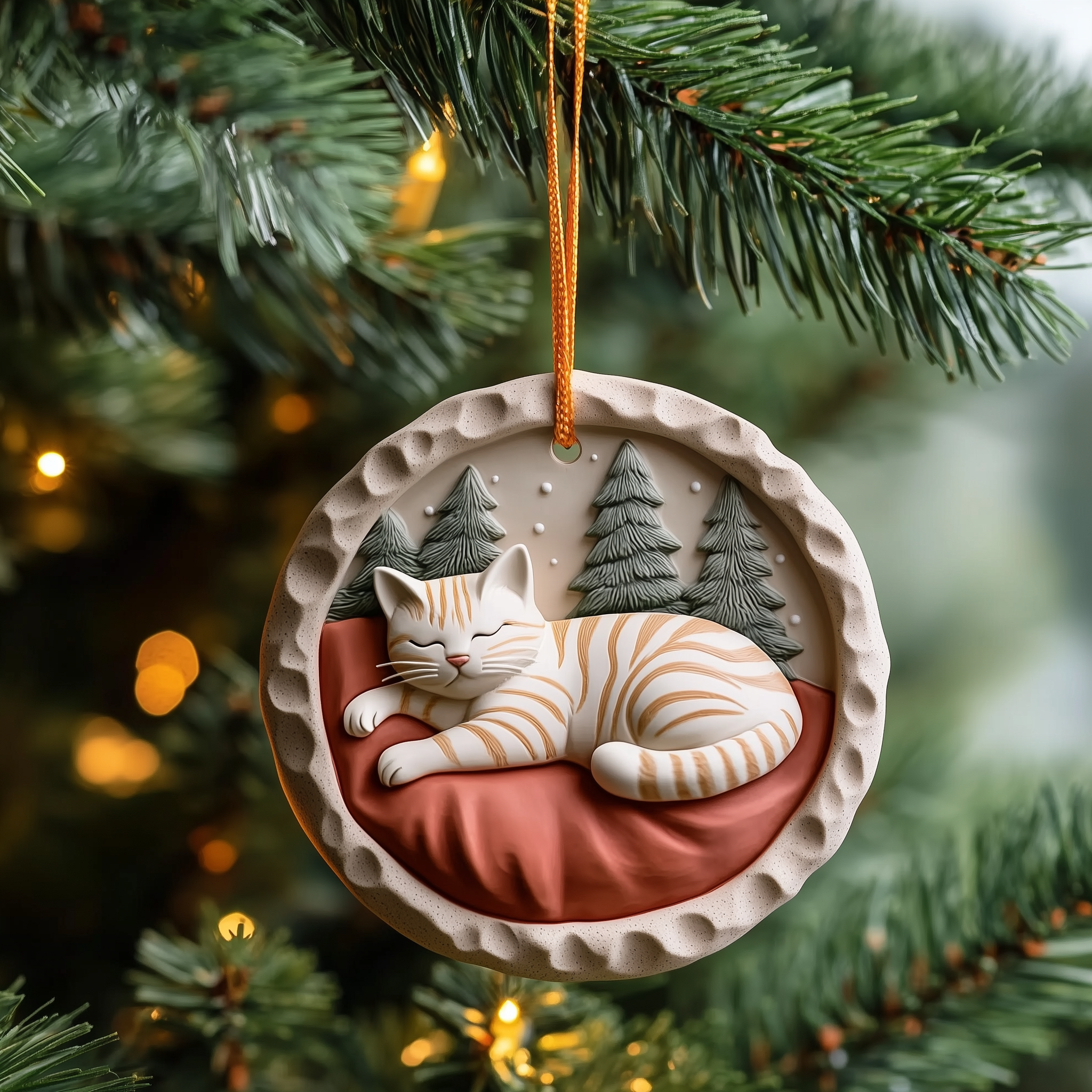 Sleeping Cat Acrylic Ornament Christmas Ornament for Grandma