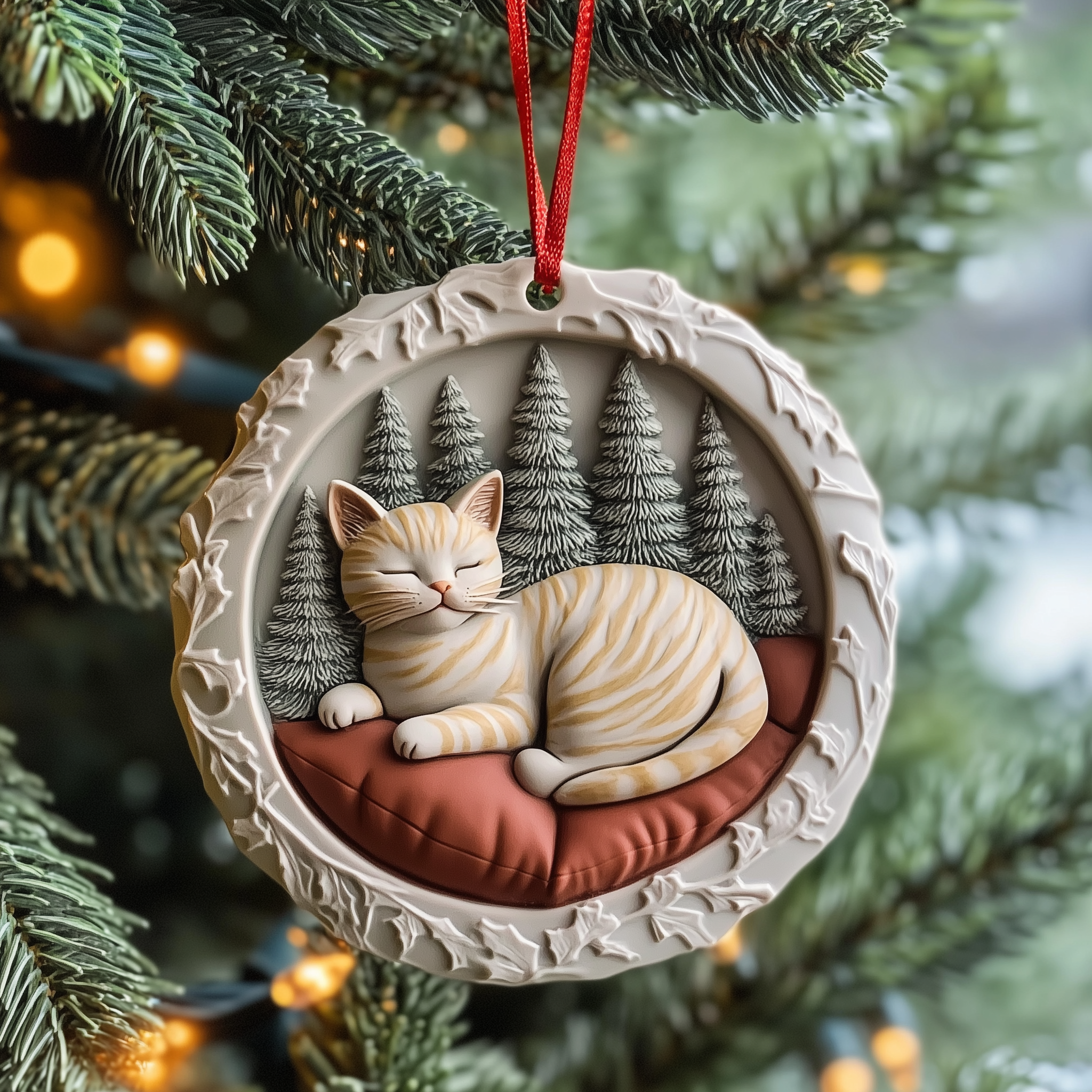 Sleeping Cat Acrylic Ornament Housewarming Ornament Gift