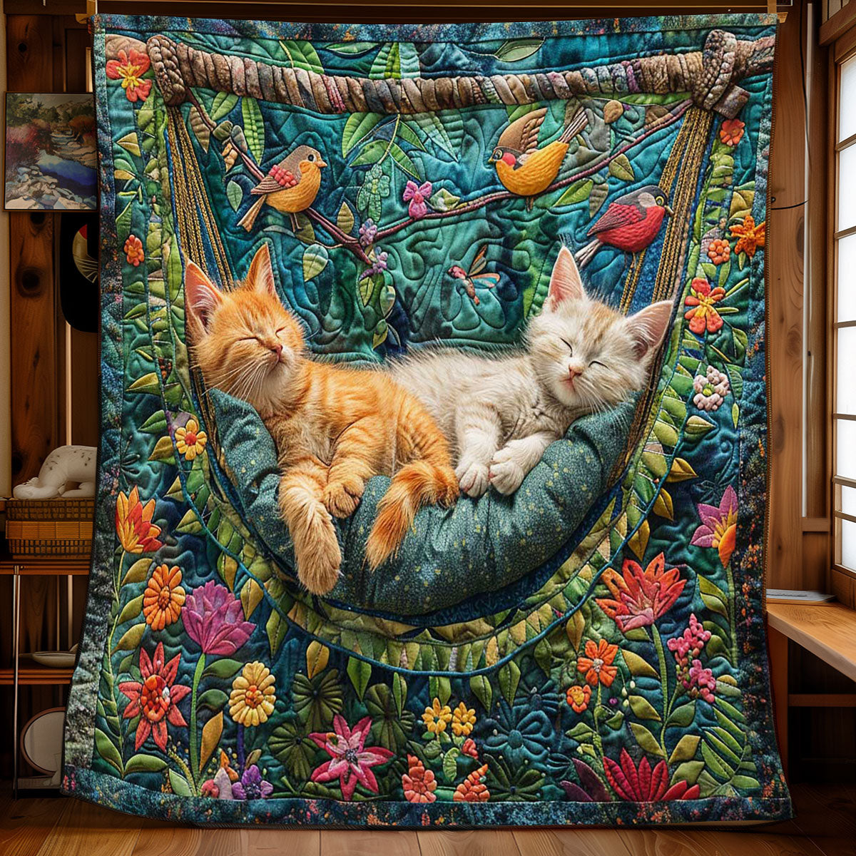 Sleeping Cat In The Garden Quilt Blanket Christmas Throw Blanket Christmas Presents For Cat Lovers