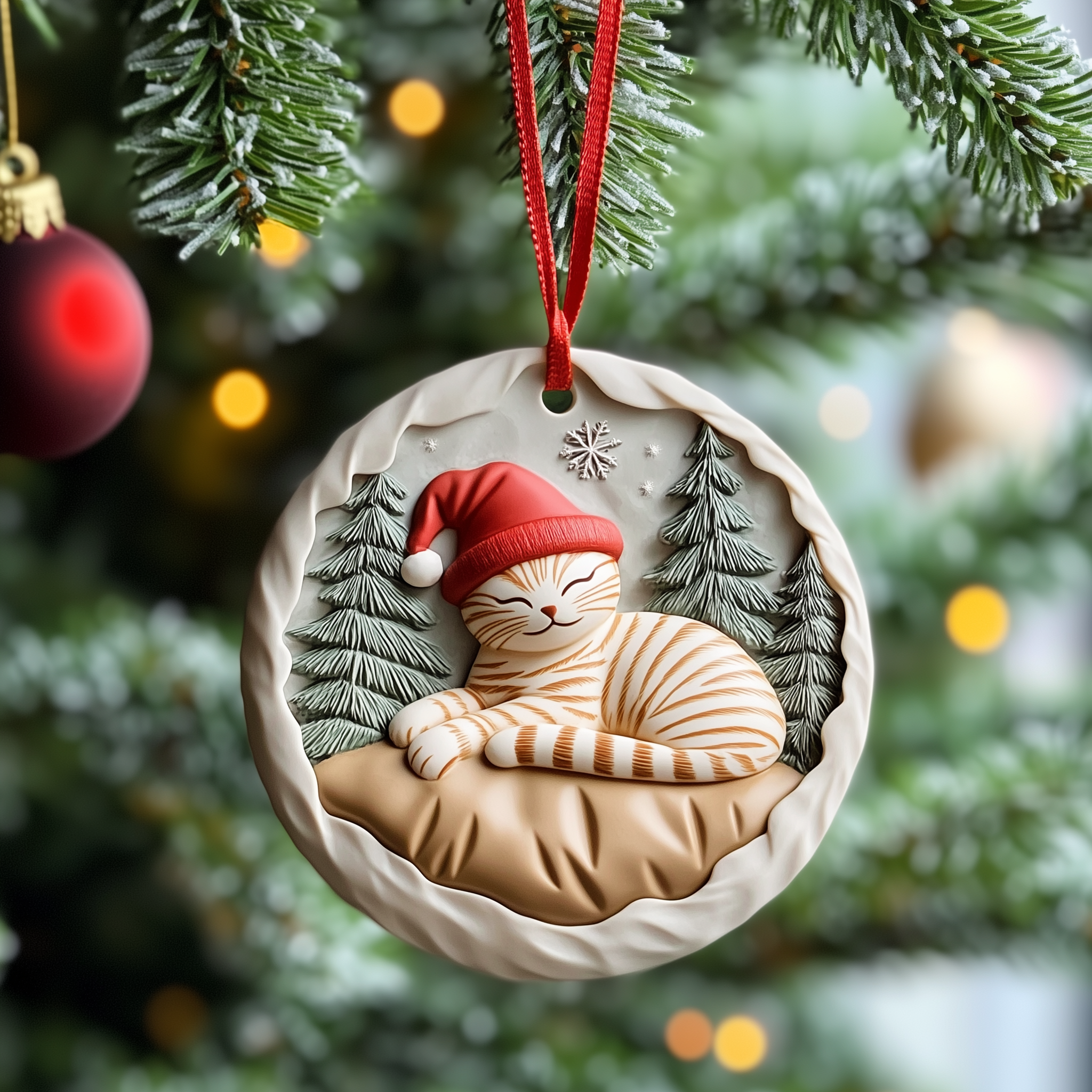 Sleeping Cat Mica Ornament Feel the Joy of Gifting Personalized Ornaments